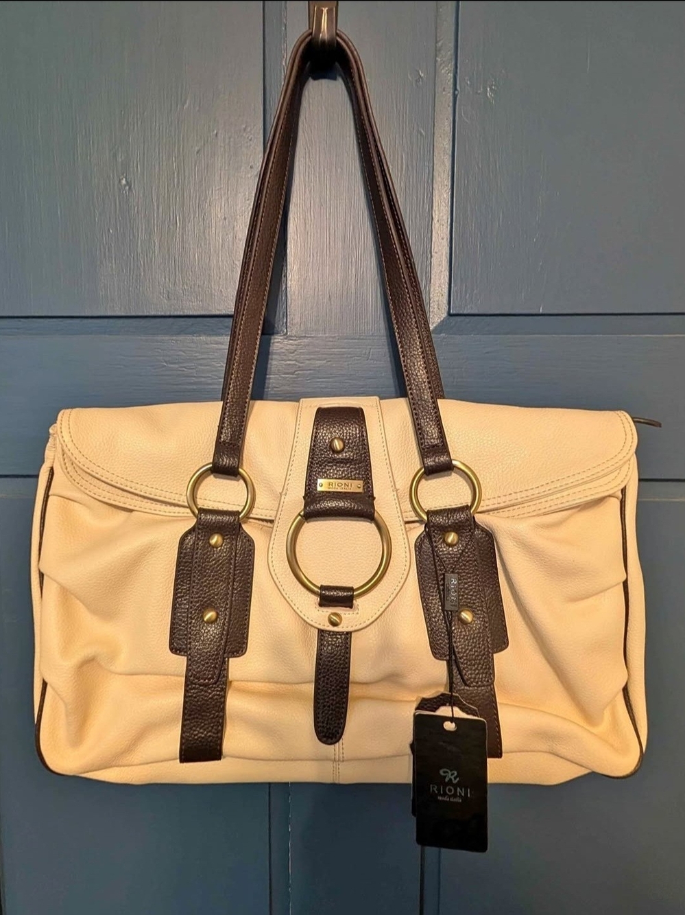 New Rioni Italia Celeste Weekender Purse Tote Handbag.